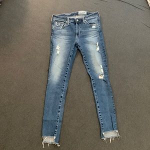 AG Distressed Skinny Jeans